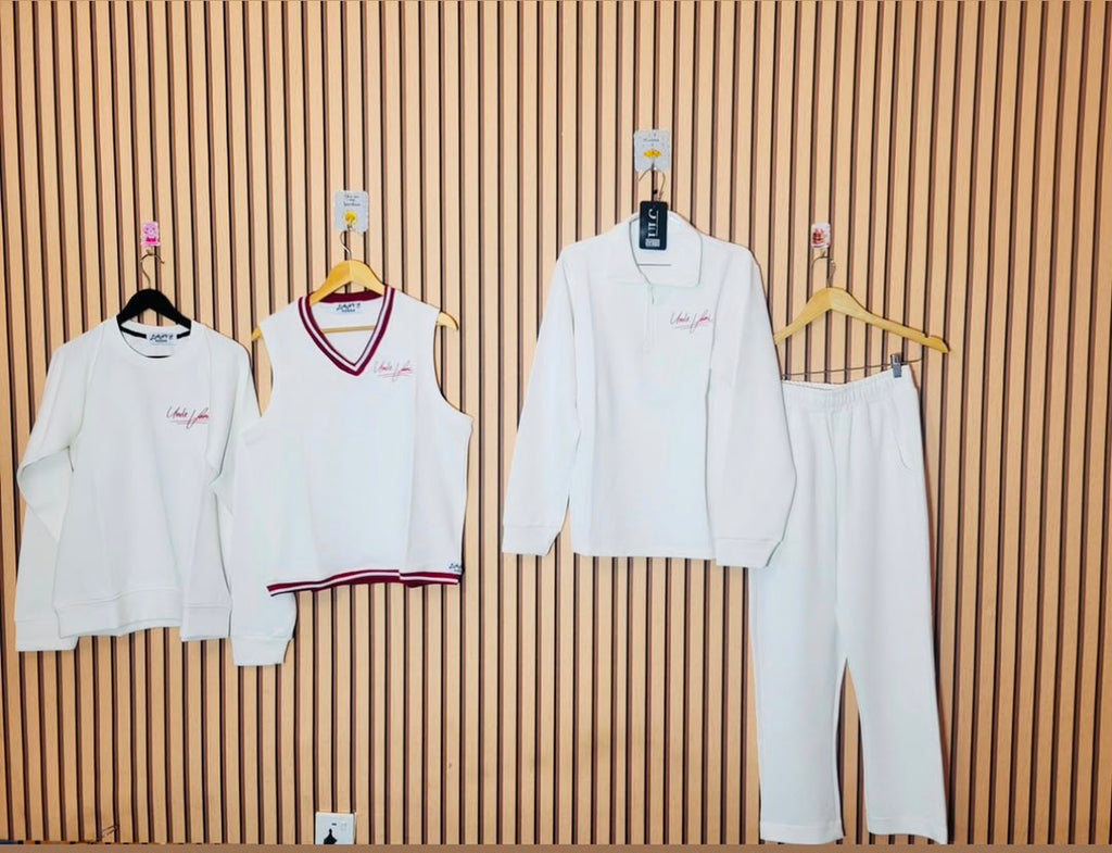Uncle Lani's White Burgundy Trim 3-Piece Set