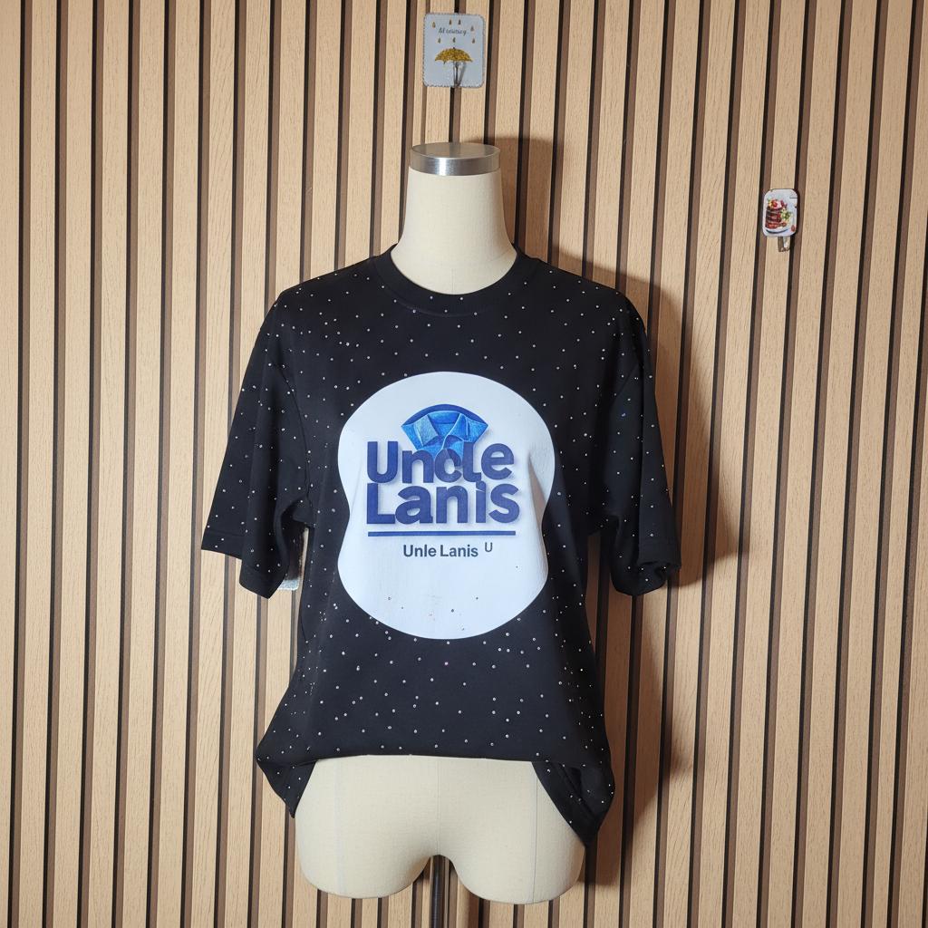 Uncle Lani's Black Rhinestone Diamond Logo Tee
