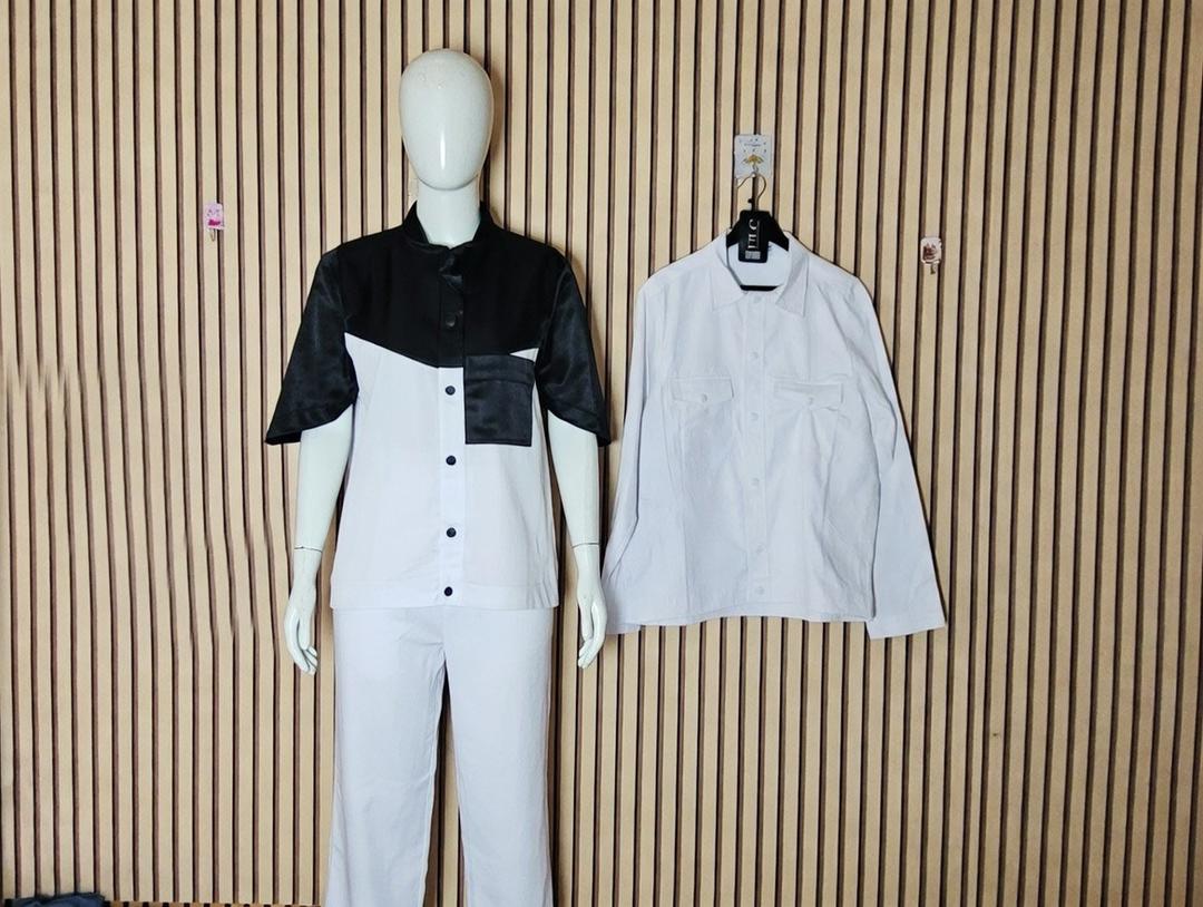 ULC Black & White Stripe Jacket & Wide-Leg Pants Set