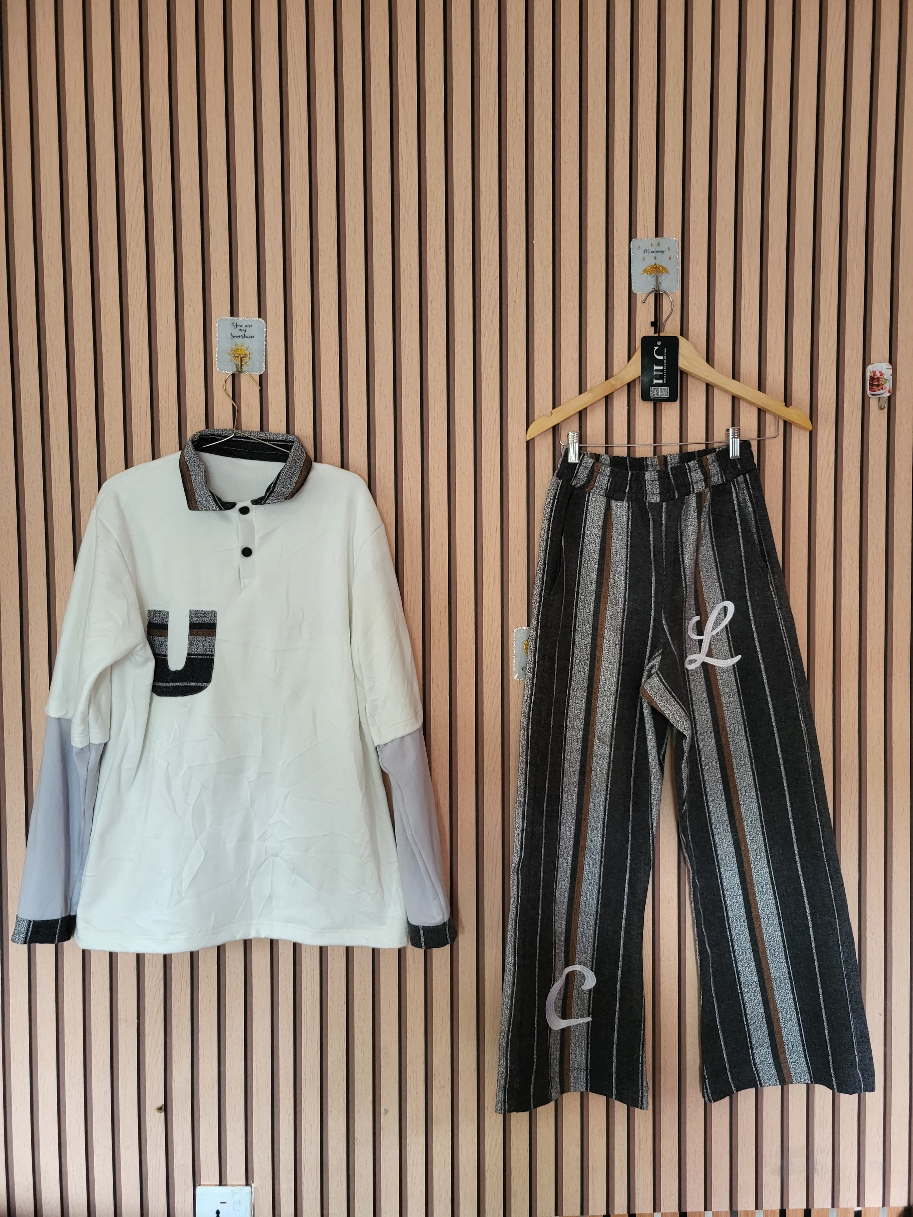 Uncle Lani’s Colorblock Polo Shirt & Striped Lounge Pants Set