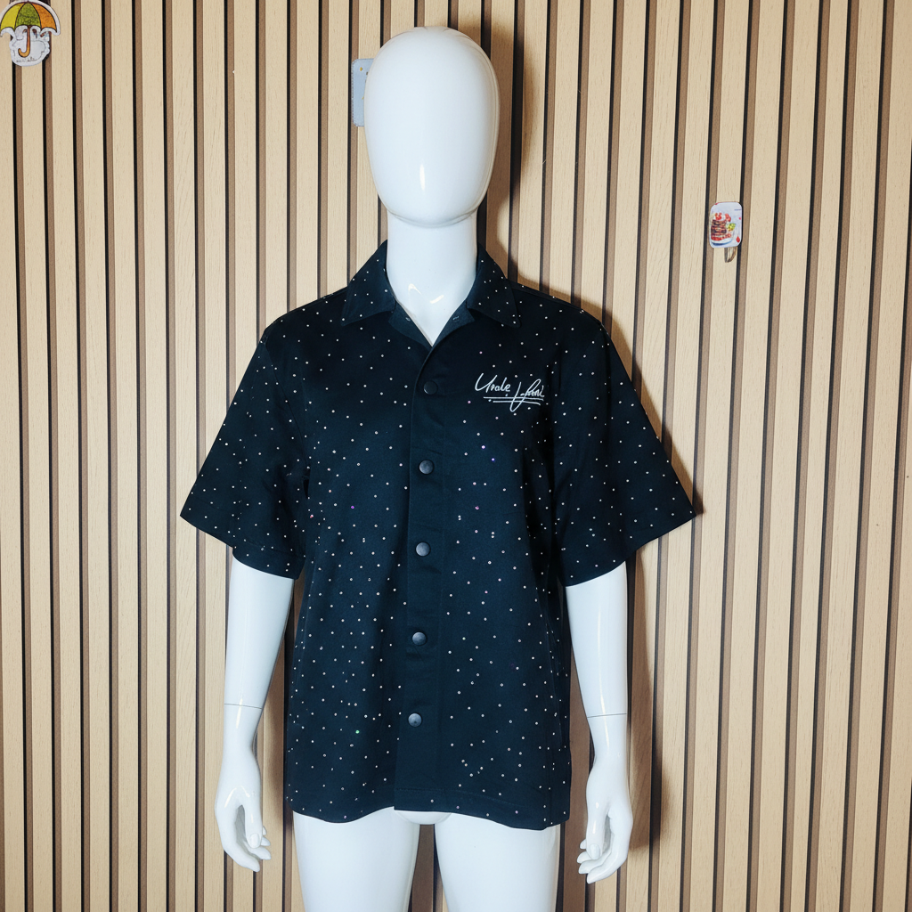 Uncle Lani's Rhinestone Bomber shirt