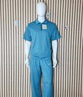 Uncle Lani's Sky Blue Zip Polo & Wide-Leg Pants Set