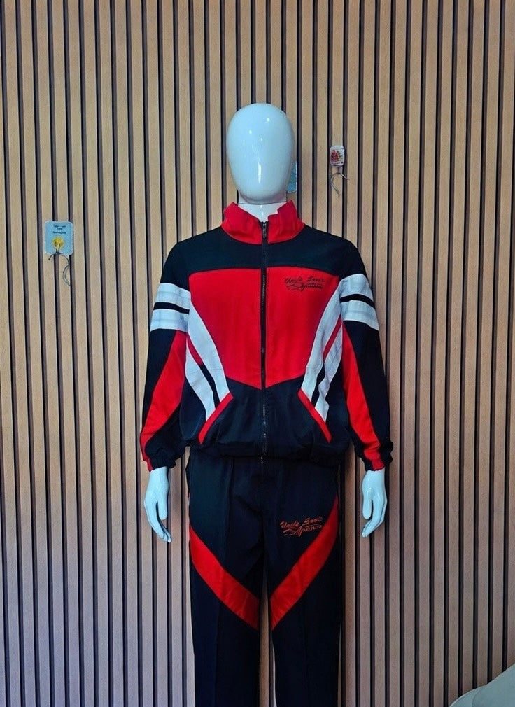 Uncle Lani's Signature Red & Black Colorblock Tracksuit