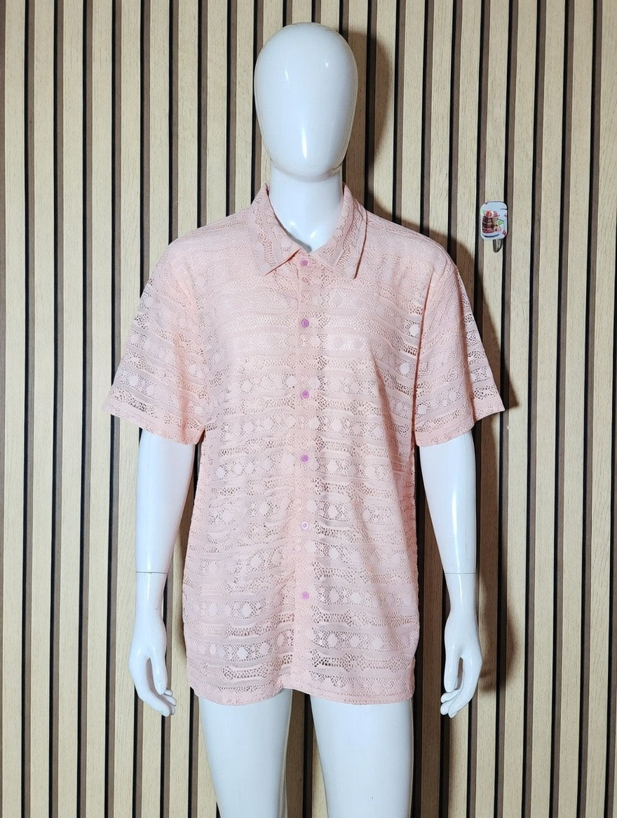 Lani's Golden Brown Lace Short Sleeve Shirt