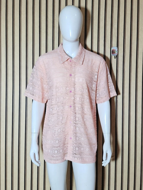 Lani's Golden Brown Lace Short Sleeve Shirt