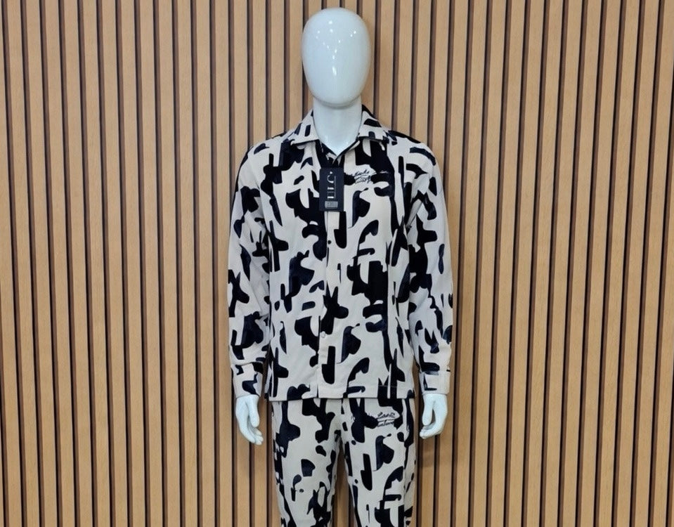 Uncle Lani's Abstract Brushstroke vintage Shirt & Pants Set