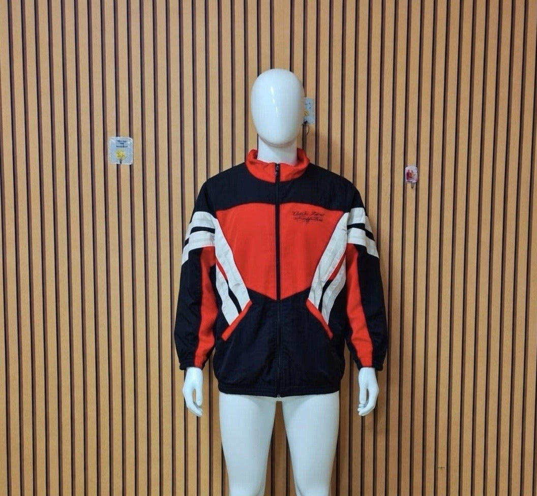 Uncle Lani's Retro Red & Black Colorblock Zip Jacket