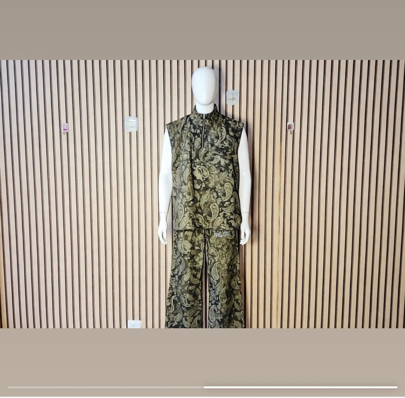 ULC Olive Paisley Vest & Wide-Leg Pants Set