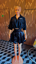 ULC Black Signature Crop Shirt & Satin Mini Skirt Set