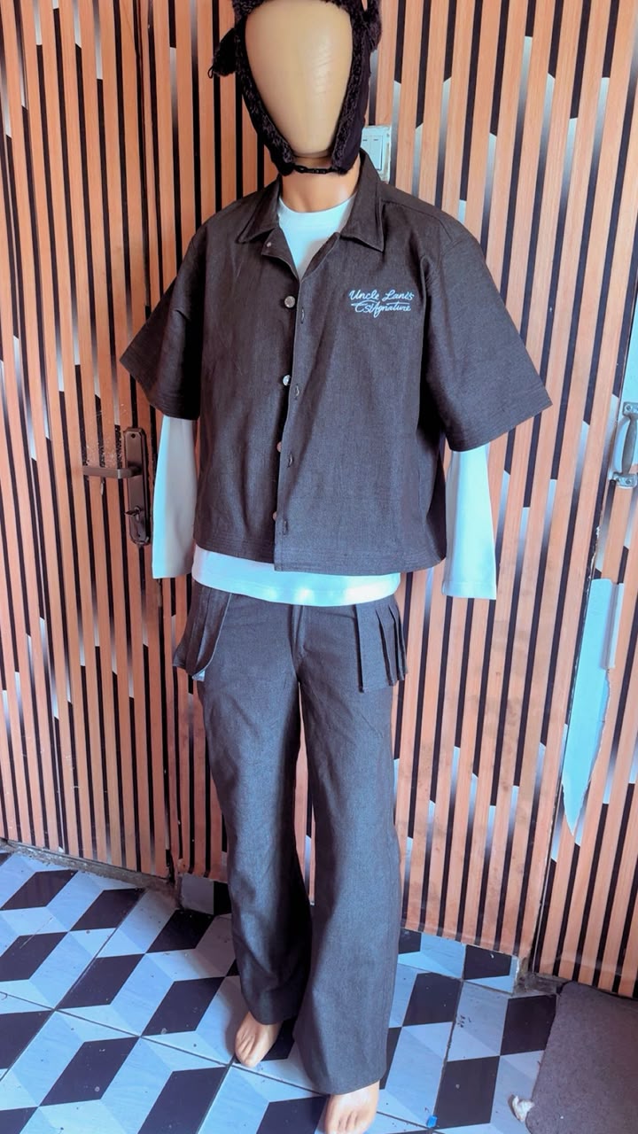 ULC Signature Crop Shirt & Fringe Cargo Pants Set - Dark Brown