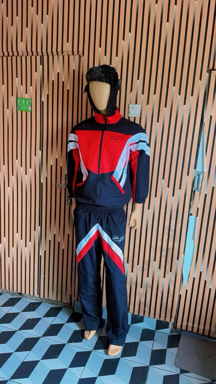 Uncle Lani's Signature Red & Black Colorblock Tracksuit