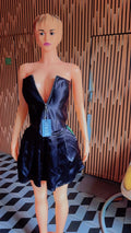 ULC Navy Satin Zip-Front Mini Dress